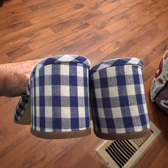 J crew blue white gingham checked all day mule heel slide shoes size 7.5 - Picture 7 of 9